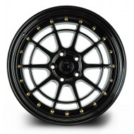 Aodhan AH04 Gloss Black w/Gold Rivets 18x10.5 5x114.3 +25