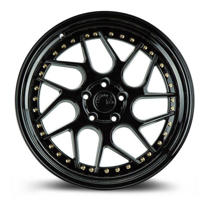 Aodhan DS01 Gloss Black w/Gold Rivets 18x10.5 5x114.3 +22