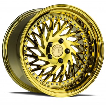 Aodhan DS03 (Driver Side) Gold Vacuum w/Chrome Rivets 18x10.5 5x114.3 +15