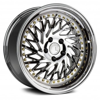 Aodhan DS03 (Driver Side) Vacuum Chrome w/Gold Rivets 18x10.5 5x114.3 +15