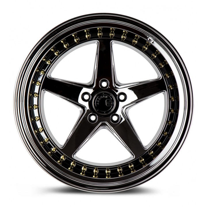 Aodhan DS05 Black Vacuum w/Gold Rivets 19x11 5x114.3 +15