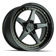 Aodhan DS05 Gloss Black w/Gold Rivets 19x11 5x114.3 +22