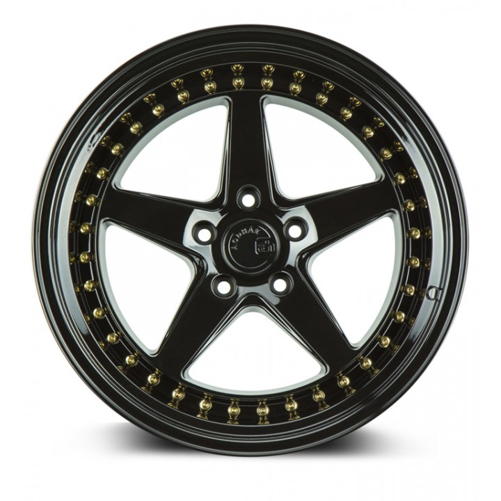 Aodhan DS05 Gloss Black w/Gold Rivets 19x11 5x114.3 +15