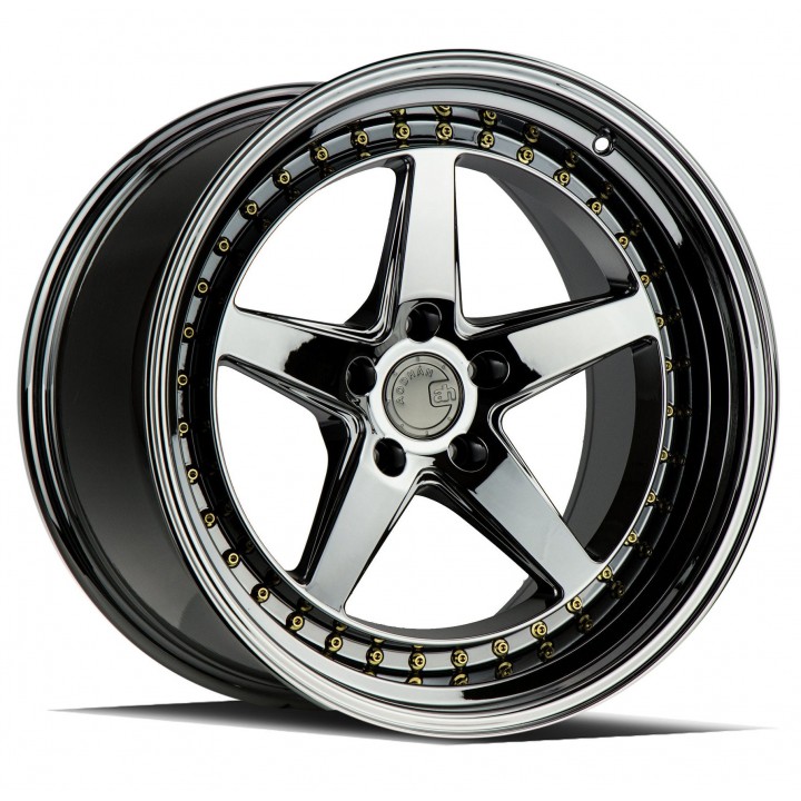 Aodhan DS05 Black Vacuum w/Gold Rivets 19x9.5 5x114.3 +22