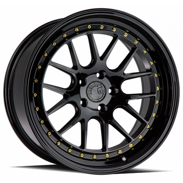 Aodhan DS06 Gloss Black w/Gold Rivets 19x9.5 5x114.3 +15