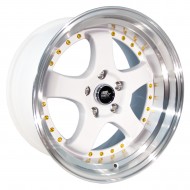 MST MT07 White w/Machined Lip Gold Rivets 17x9 5x105 +20