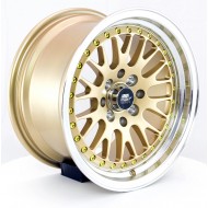 MST MT10 Gold w/Machined Lip 15x8 4x100/114.3 +25