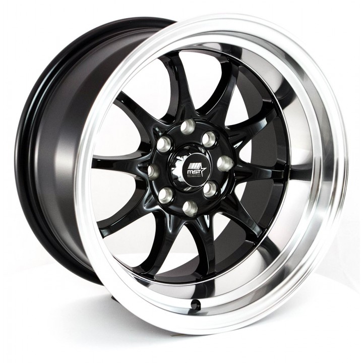 MST MT11 Black w/Machined Lip 16x8 5x100/114.3 +15