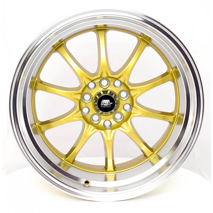 MST MT11 Gold w/Machined Lip 16x8 5x100/114.3 +15