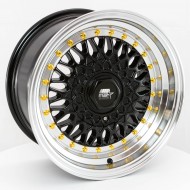 MST MT13 Black w/Machined Lip Gold Rivets 17x8.5 5x100/5x114.3 +35