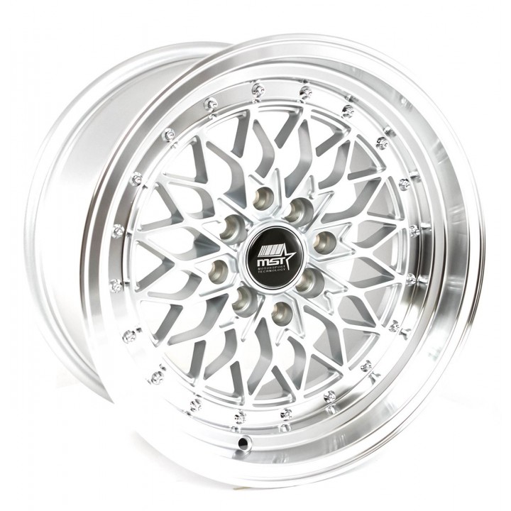 MST MT36 Silver w/Machined Lip 15x8 4X100/114.3 +20