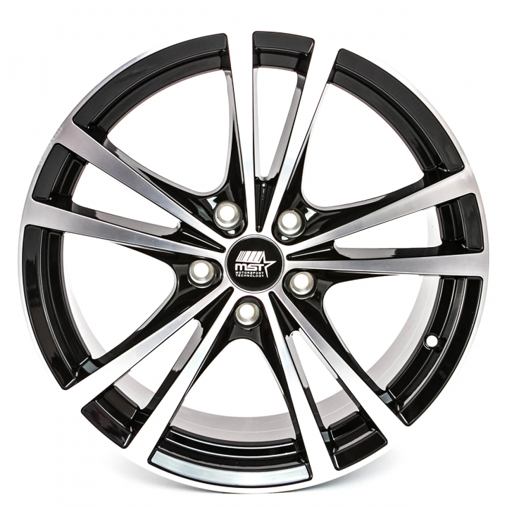 MST Saber Glossy Black w/Machined Face 17x7 5x114.3 +45