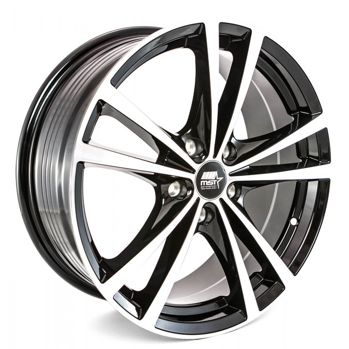 MST Saber Glossy Black w/Machined Face 17x7 5x115 +45