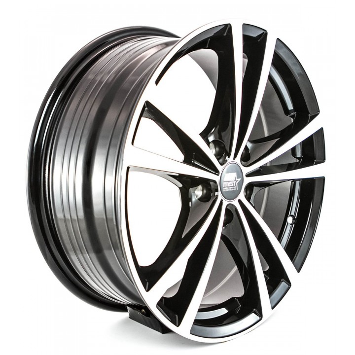 MST Saber Glossy Black w/Machined Face 17x7 5x114.3 +45