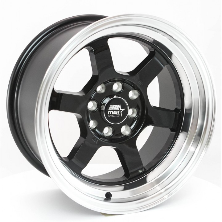 MST Time Attack Black w/Machined Lip 15x8 4x100/114.3 +0