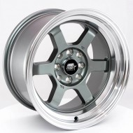 MST Time Attack Gunmetal w/Machined Lip 15x8 4x100/114.3 +0