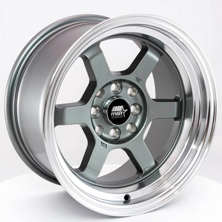MST Time Attack Gunmetal w/Machined Lip 15x8 4x100/4x114.3 +0