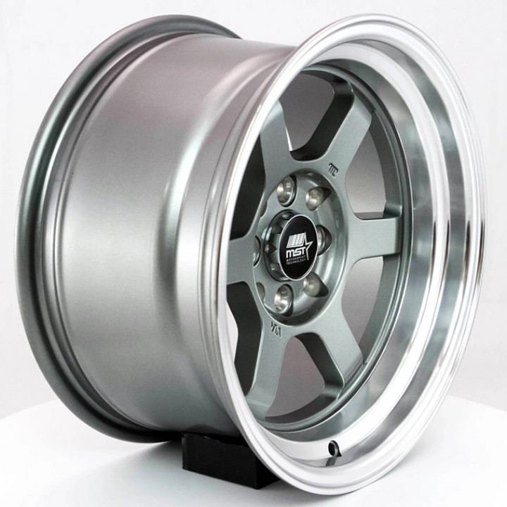 MST Time Attack Gunmetal w/Machined Lip 15x8 4x100/114.3 +0