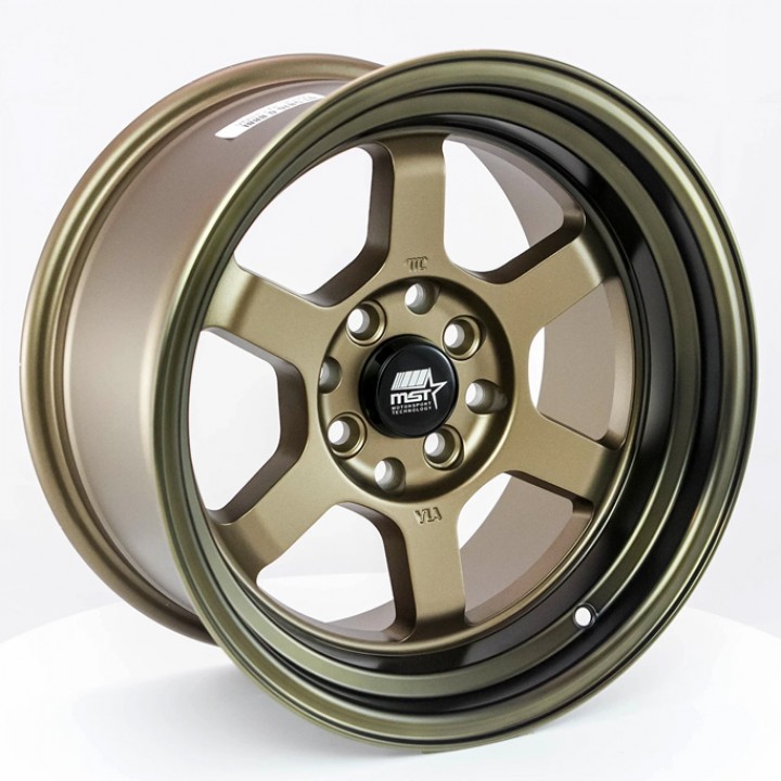 MST Time Attack Matte Bronze w/Bronze Machined Lip 15x8 4x100/114.3 +0