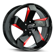 Strada Coltello Gloss Black Candy Red Milled 24x10 6x139.7 +24