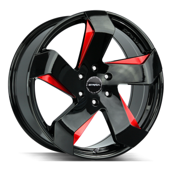 Strada Coltello Gloss Black Candy Red Milled 20x8.5 5x112 +40