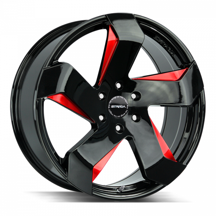 Strada Coltello Gloss Black Candy Red Milled 24x10 6x139.7 +24