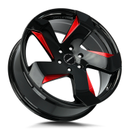 Strada Coltello Gloss Black Candy Red Milled 24x10 5x115 +15