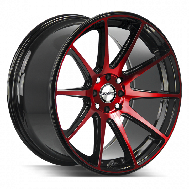 Shift Gear Gloss Black Candy Red Machine 18x9 4x100/114.3 +30