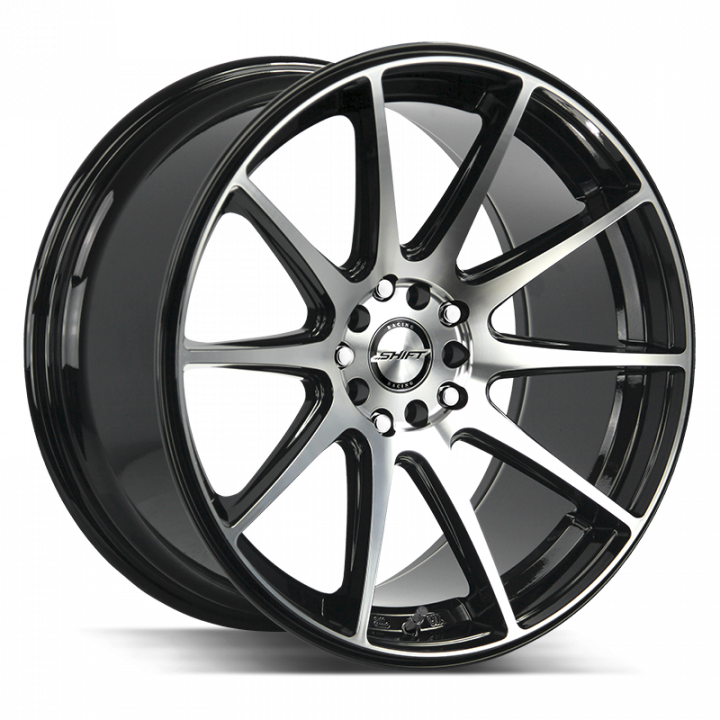 Shift Gear Gloss Black Machined 18x9 4x100/114.3 +30