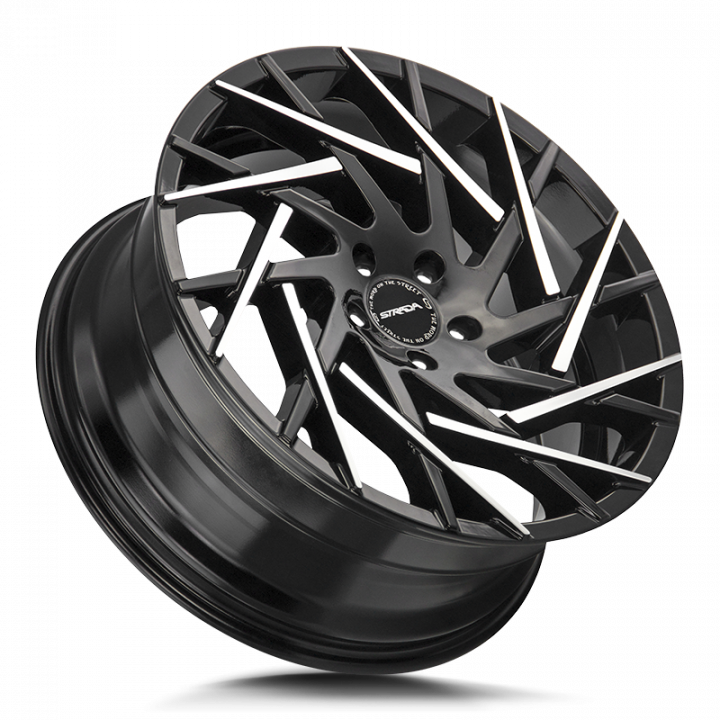 Strada Nido Gloss Black Machined Tips 24x9.5 5x115 +15