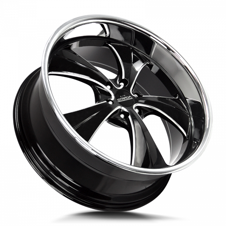 Strada Street Classics Old Skool Gloss Black Milled SS Lip 24x10 6x135 +24