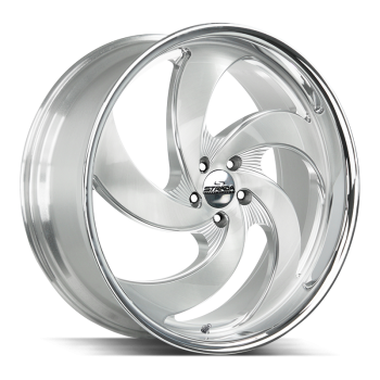Strada Street Classics Retro 5 Brushed Face Silver Milled SS Lip 22x10 5x127 +20