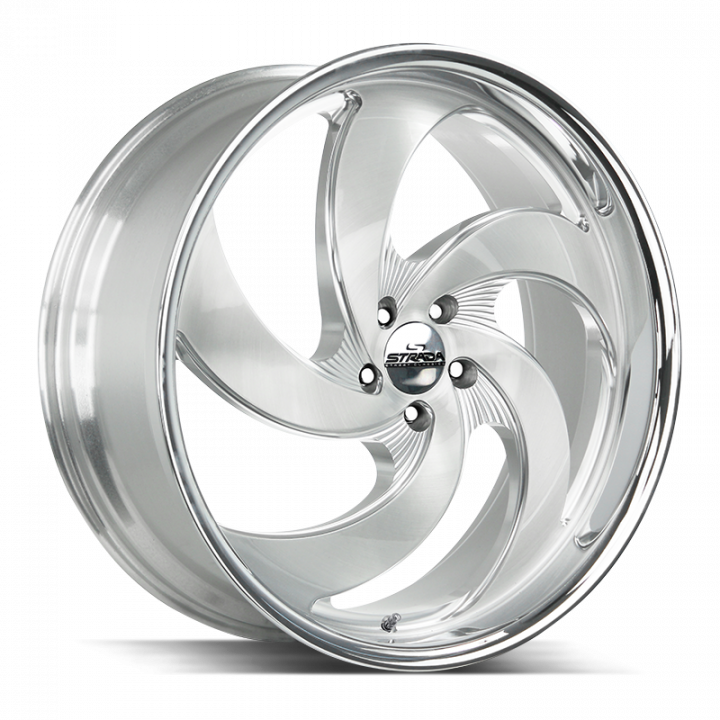 Strada Street Classics Retro 5 Brushed Face Silver Milled SS Lip 22x9 5x127 +15