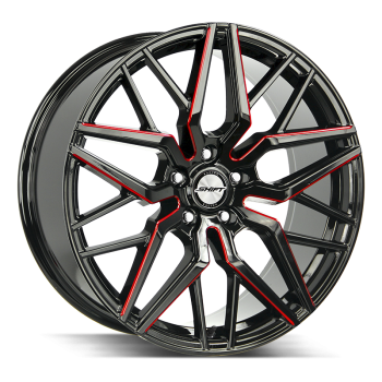 Shift Spring Gloss Black Candy Red Milled 20x8.5 5x100 +35