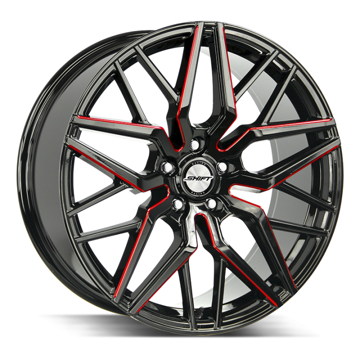 Shift Spring Gloss Black Candy Red Milled 22x9 5x114.3 +35
