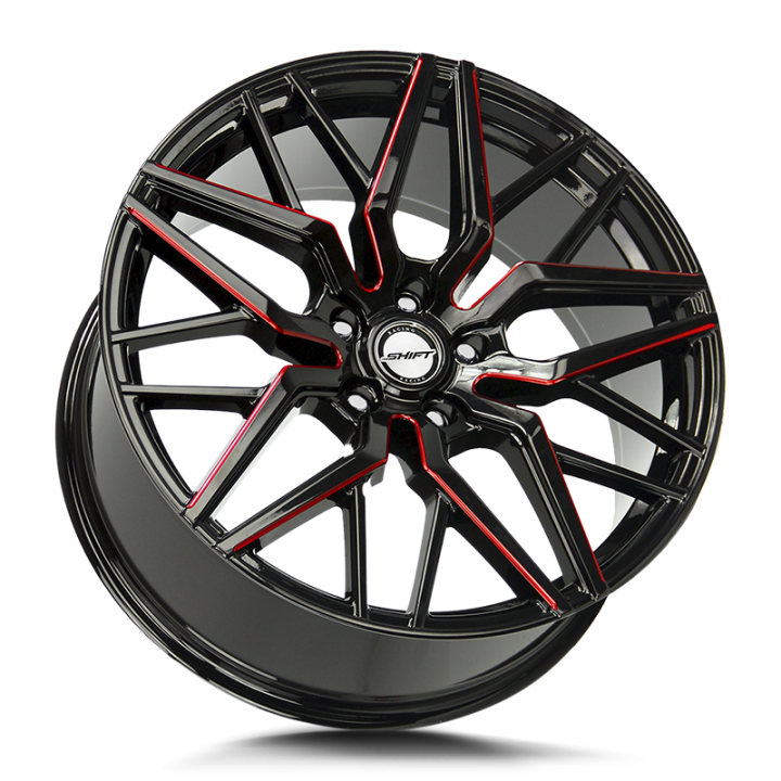 Shift Spring Gloss Black Candy Red Milled 22x9 5x115 +15