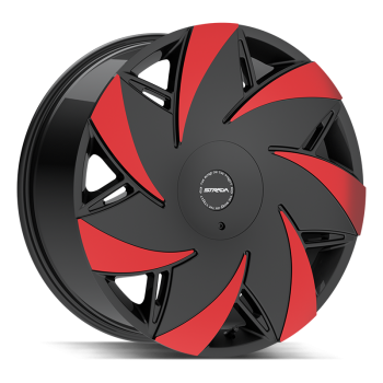 Strada Turbina Gloss Black Machined Red Tips 22x9 6x135/6x139.7 +24