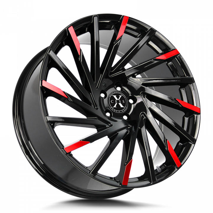 Xcess X02 Gloss Black Machined Red Tips 20x8.5 5x120 +35