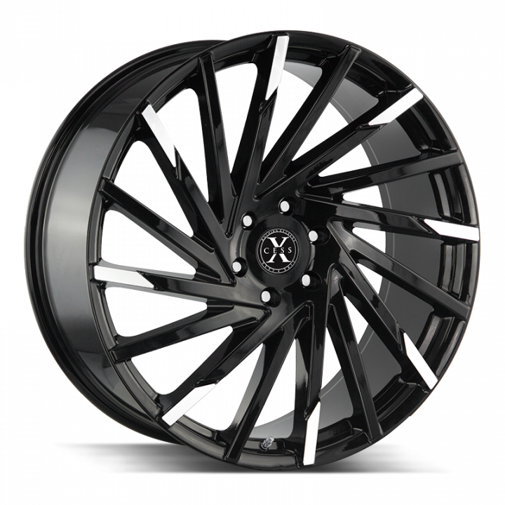 Xcess X02 Gloss Black Machined Tips 22x9 5x120 +25